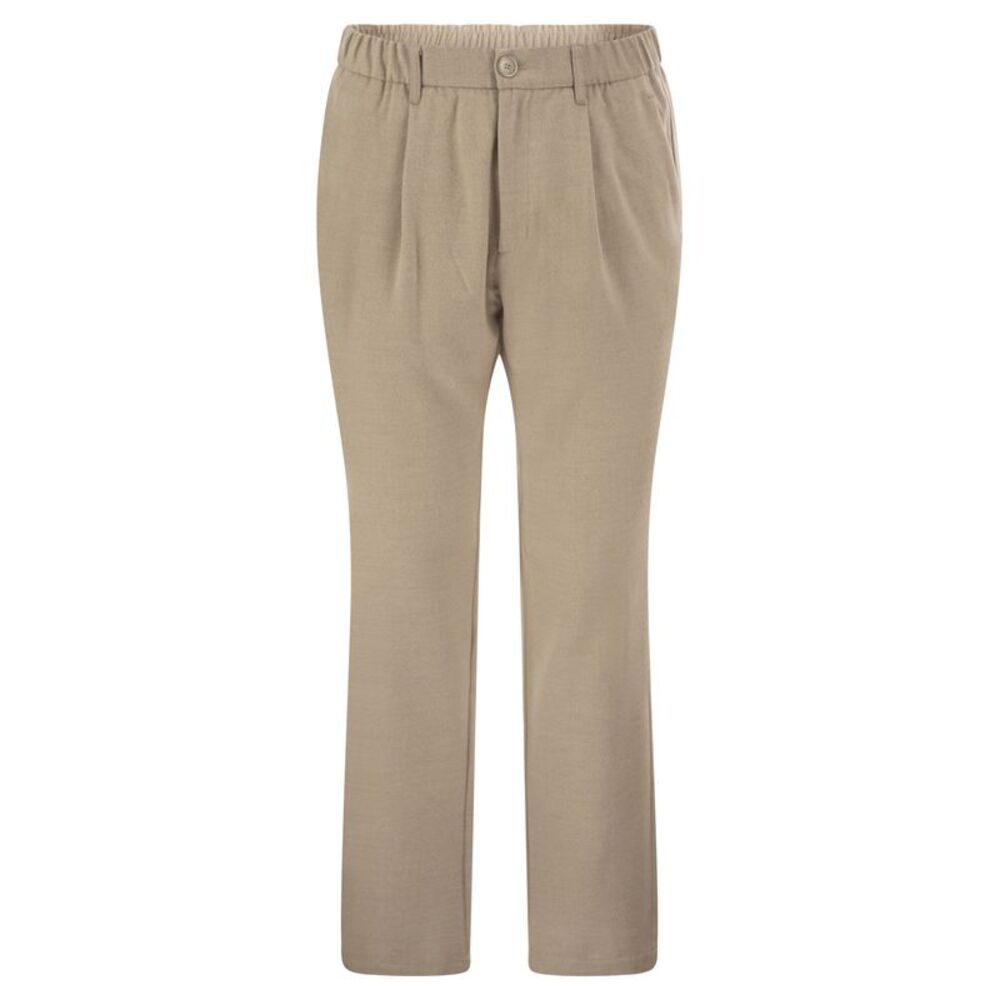 Herno Men Wool And Modal-Blend Trousers With Elasticated Waist